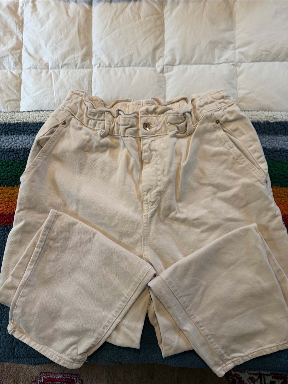 Zara Ecru women’s baggy Tapered Pants